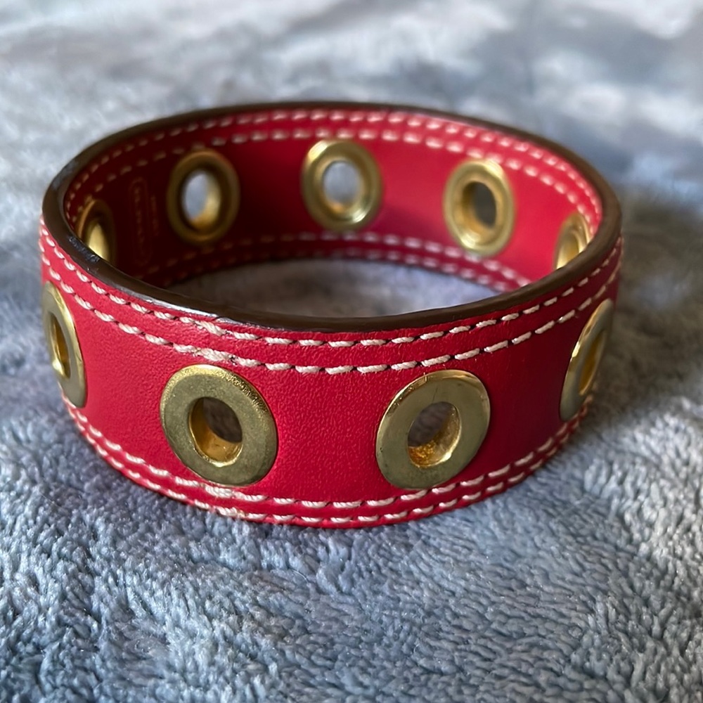 Leather coach bangle bracelet